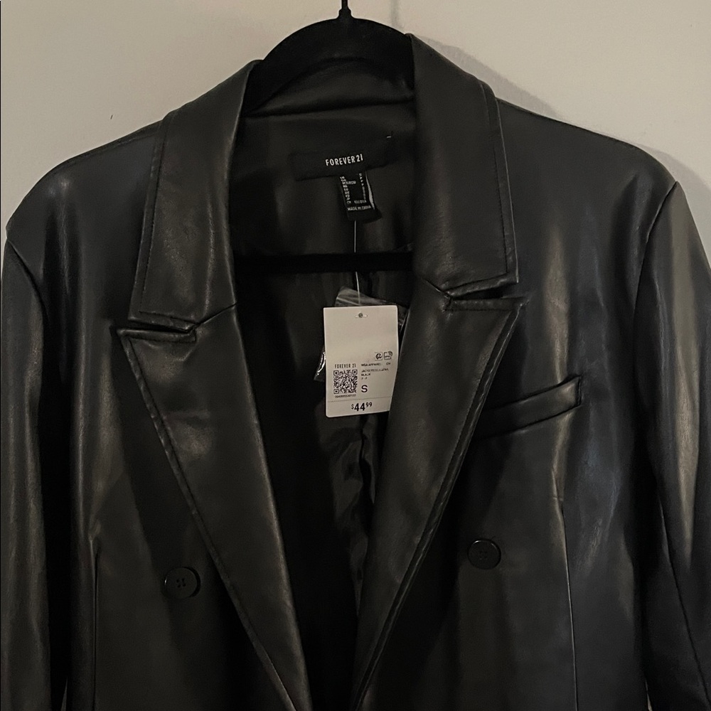 Black Faux Leather Blazer - Picture 2 of 5